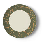 Olive Equestrian Bit Bone China Dinner Plates — Set of Four