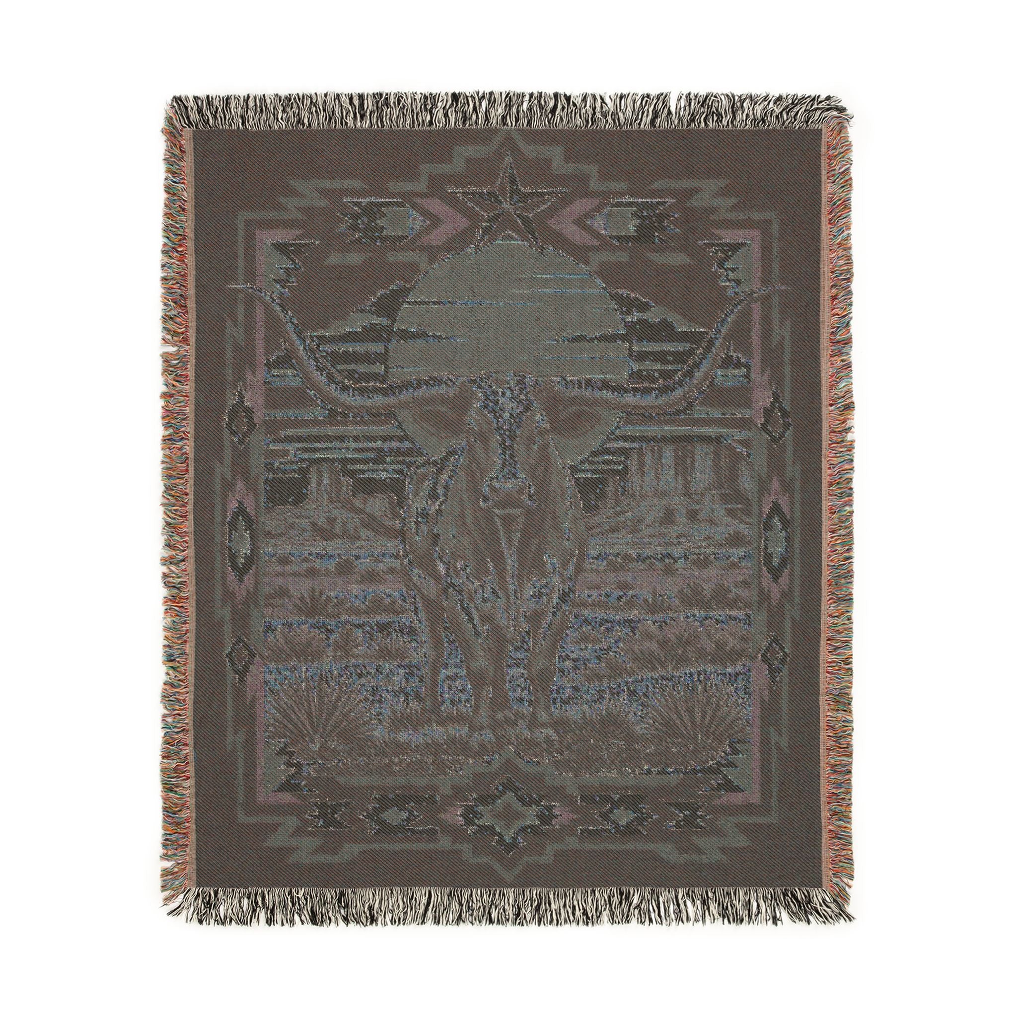 Real Cool Company Longhorn Heritage Woven Cotton Blanket