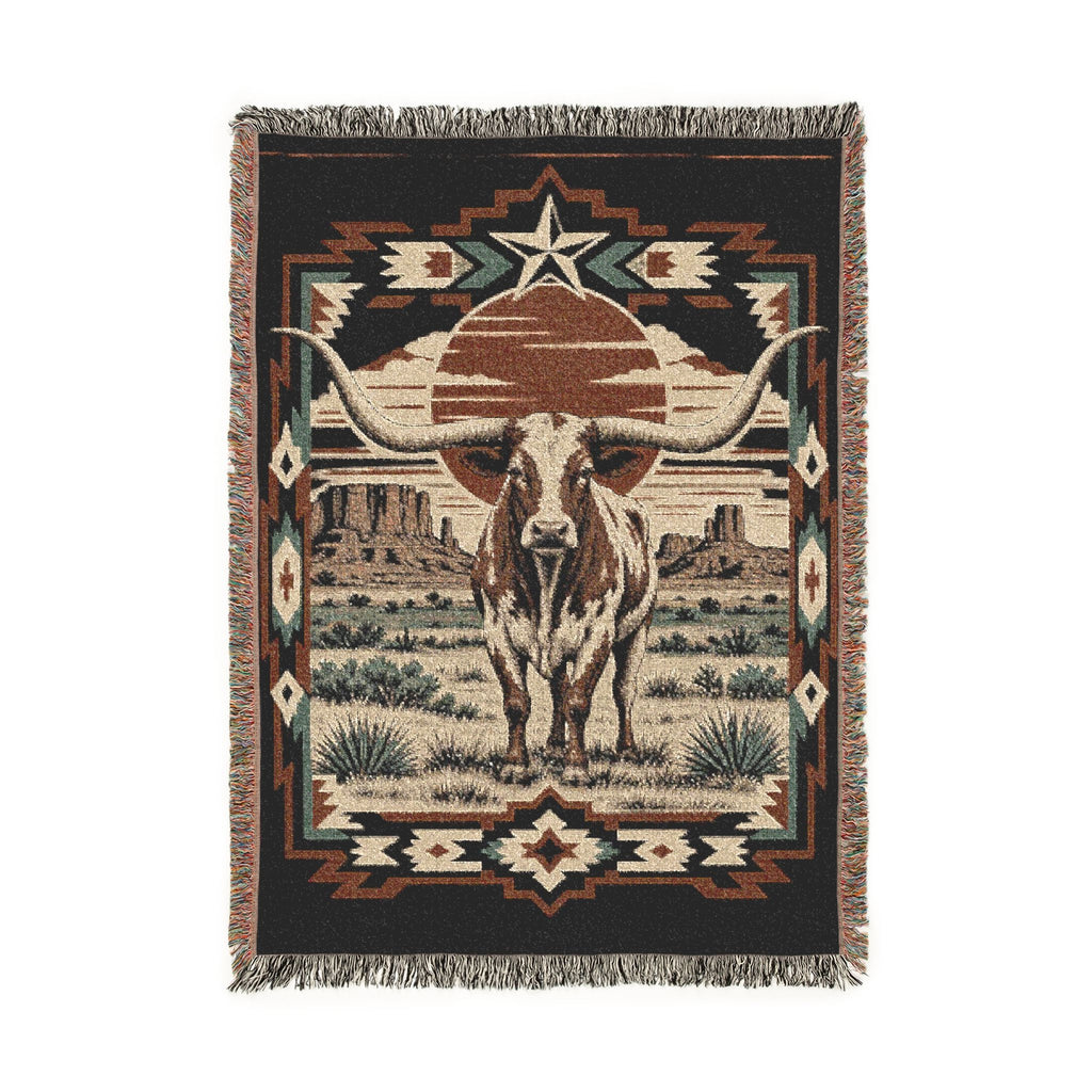 Real Cool Company Longhorn Heritage Woven Cotton Blanket