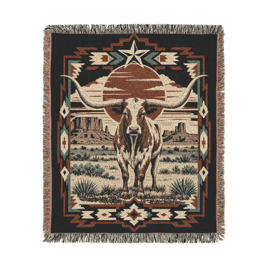 Real Cool Company Longhorn Heritage Woven Cotton Blanket