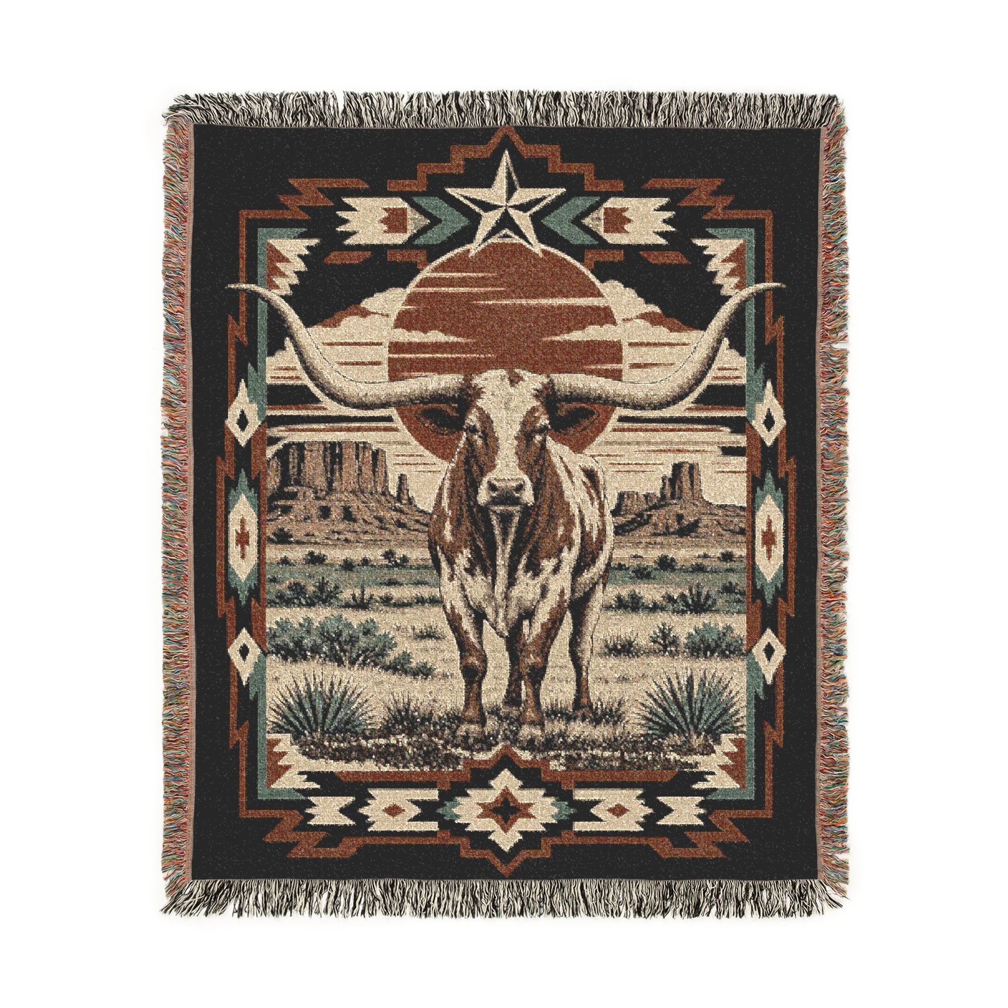 Real Cool Company Longhorn Heritage Woven Cotton Blanket