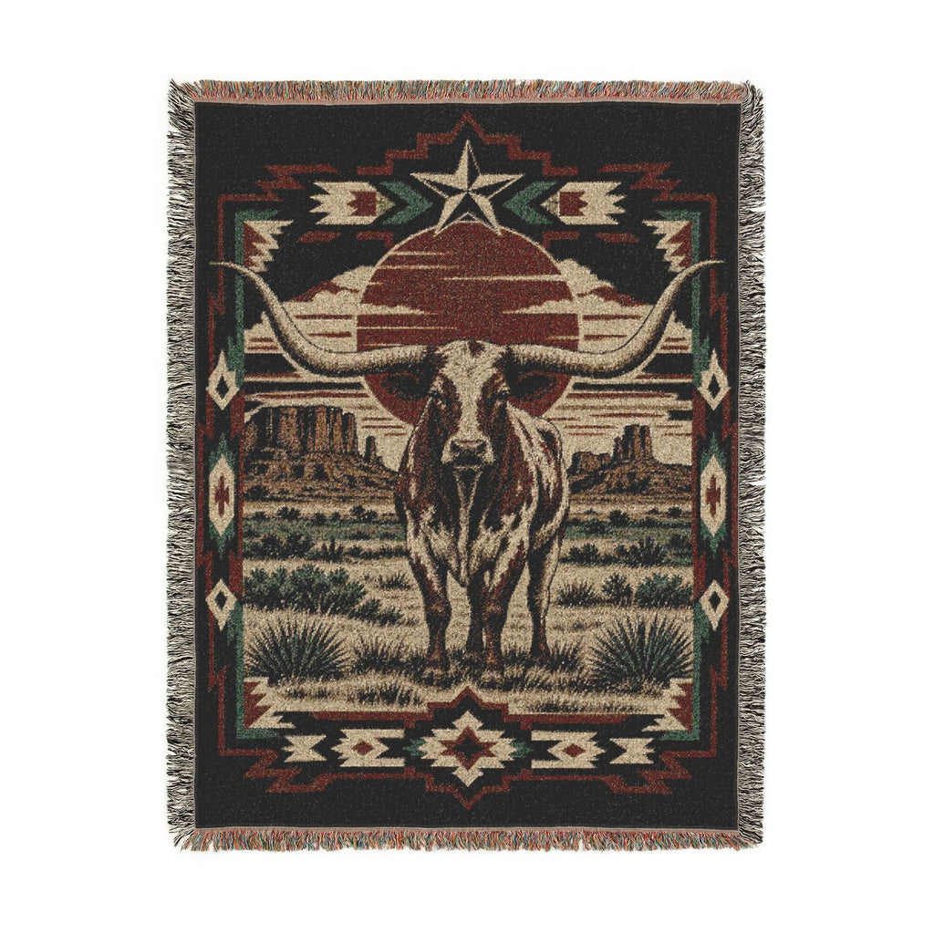 Real Cool Company Longhorn Heritage Woven Cotton Blanket