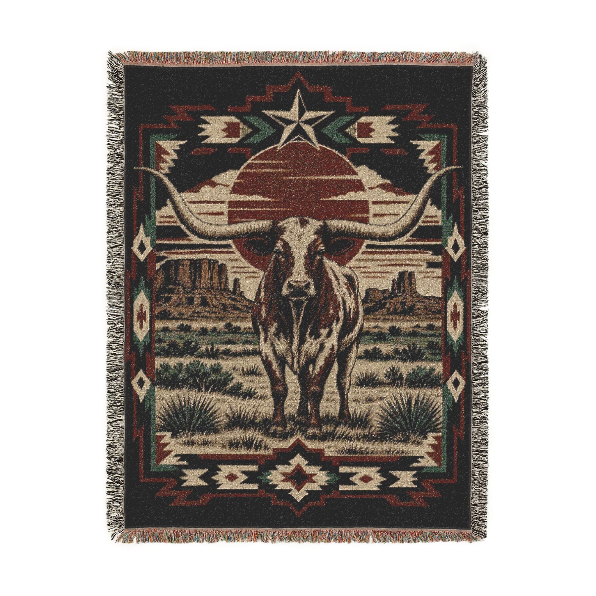 Real Cool Company Longhorn Heritage Woven Cotton Blanket