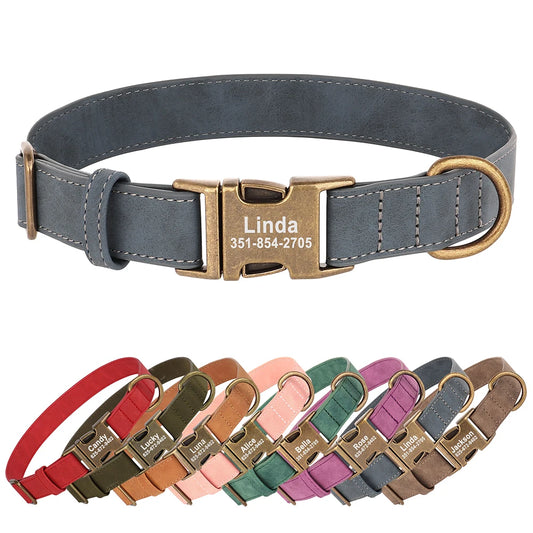 Personalized Dog ID Engraved Metal Buckle Collar