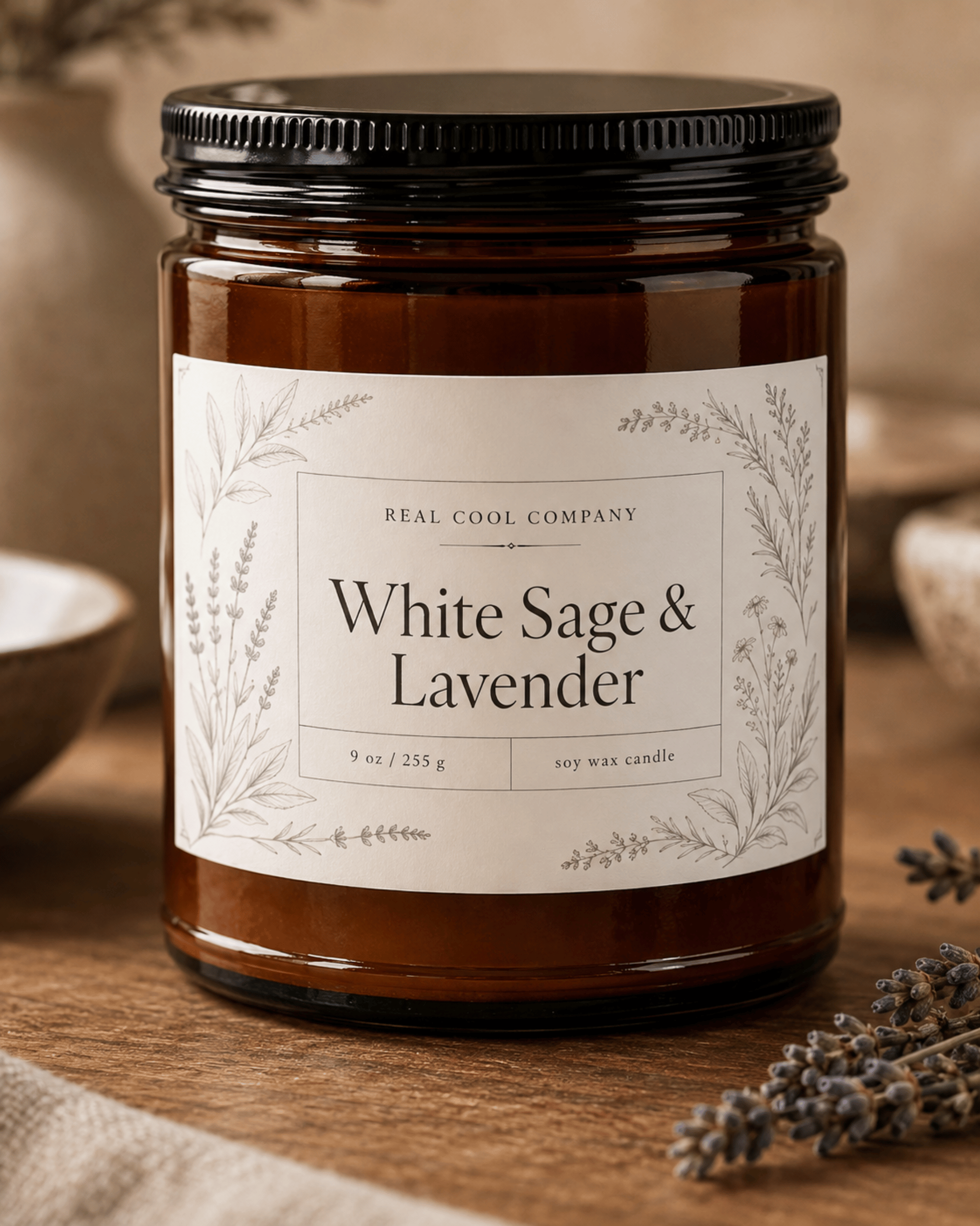 White Sage and Lavender Soy Candle — 9 oz