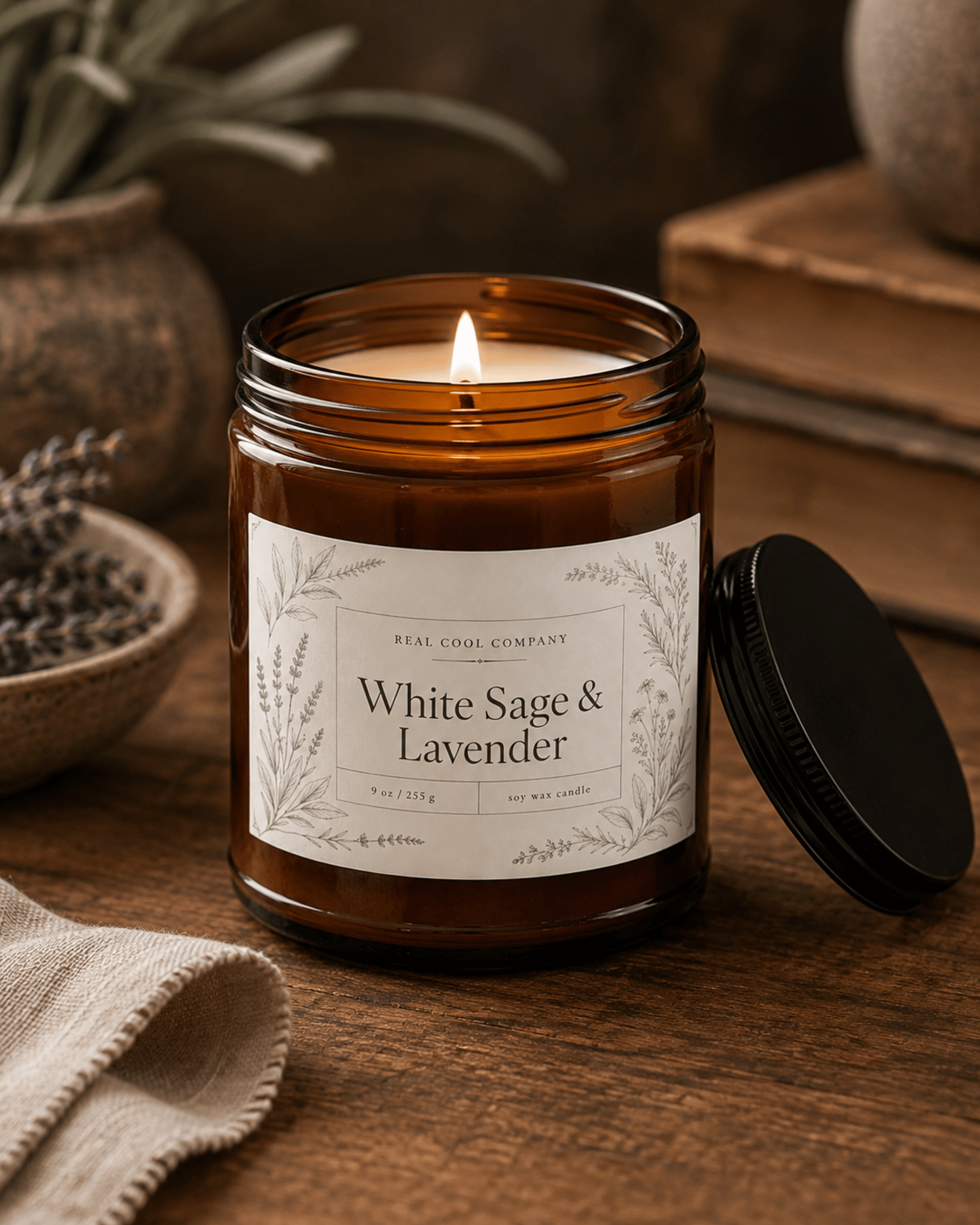 White Sage and Lavender Soy Candle — 9 oz