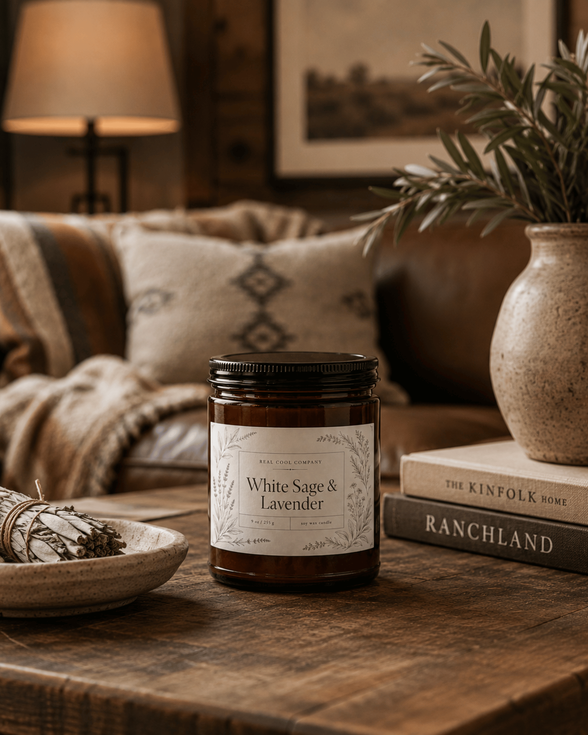 White Sage and Lavender Soy Candle — 9 oz