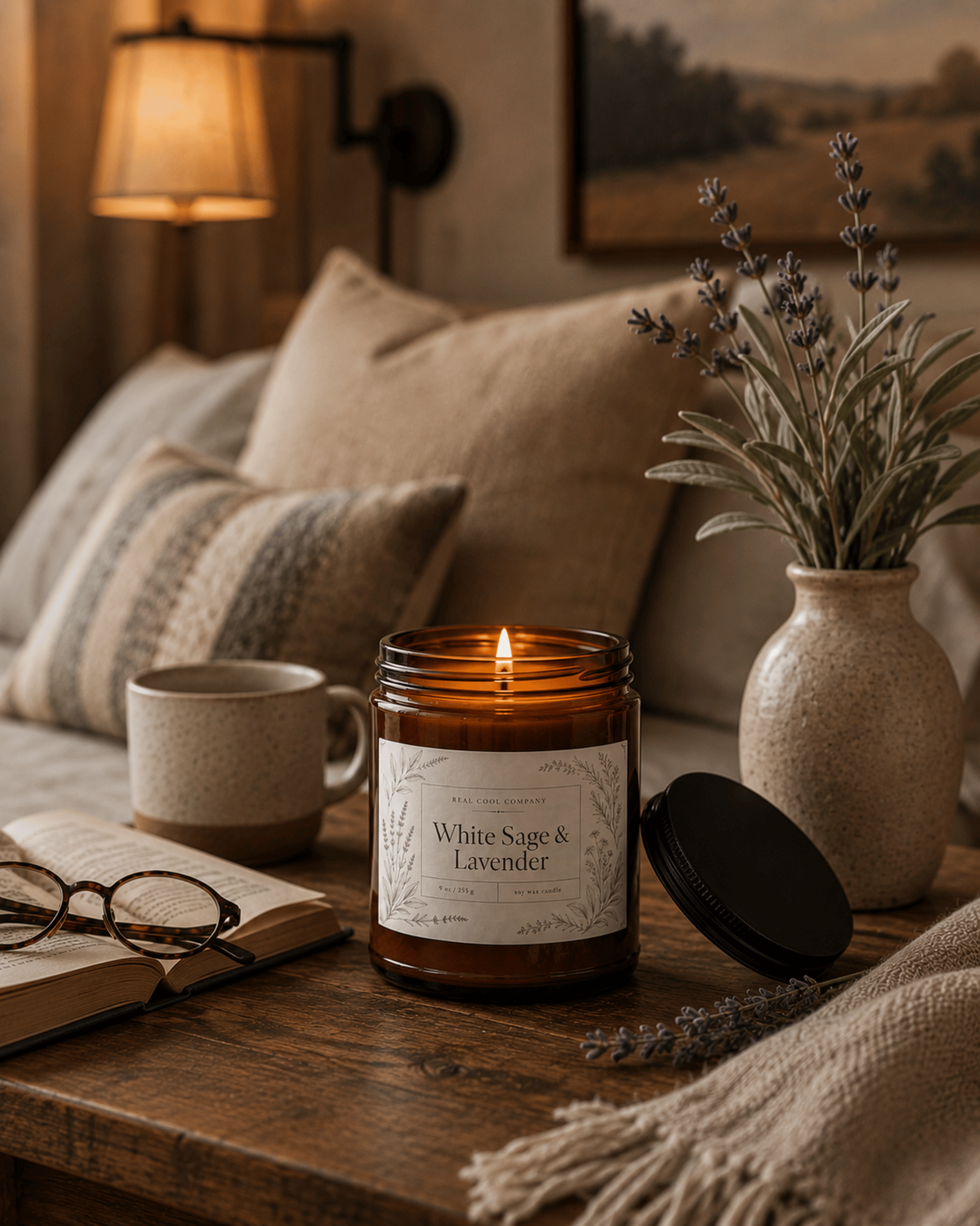 White Sage and Lavender Soy Candle — 9 oz