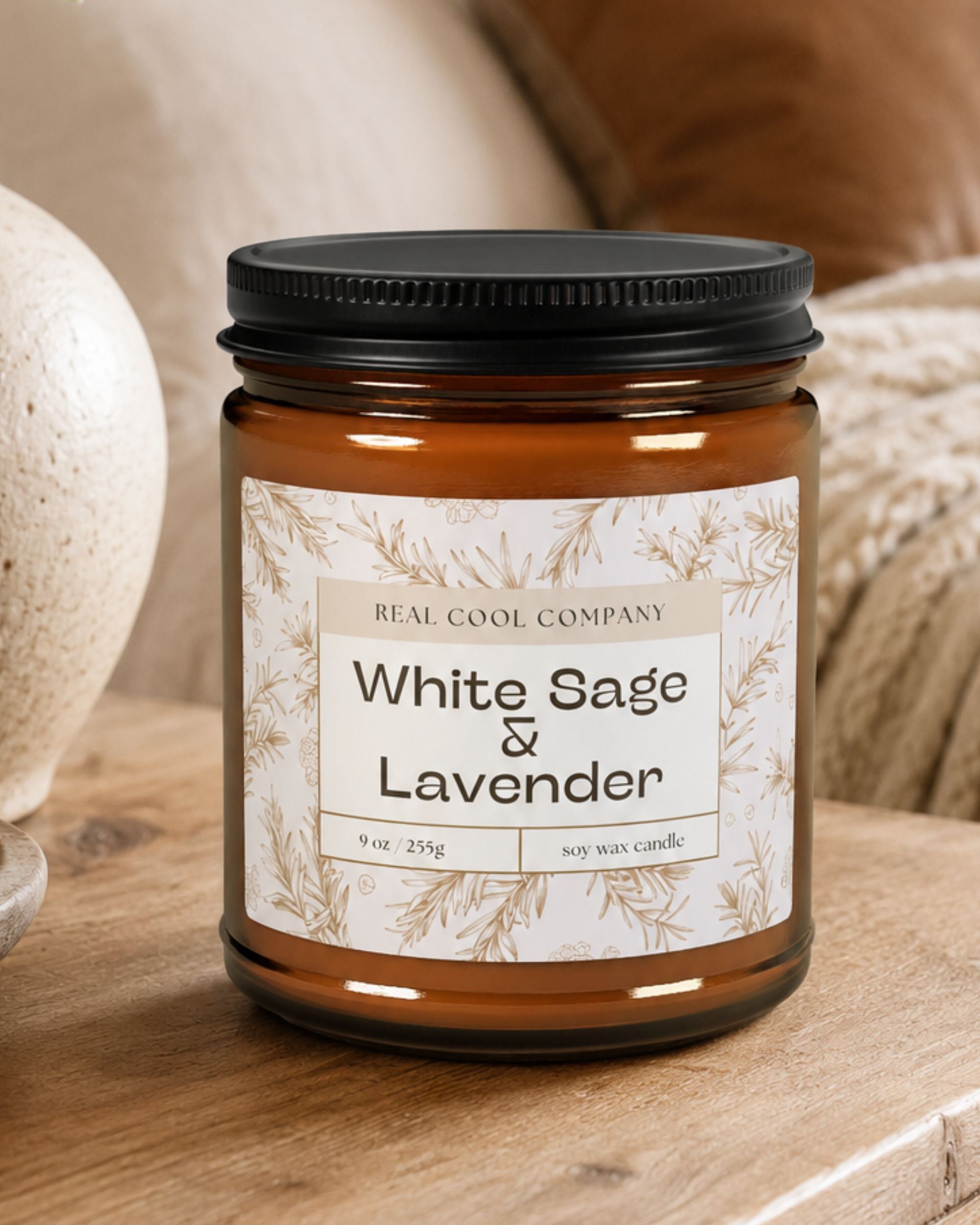 White Sage and Lavender Soy Candle — 9 oz