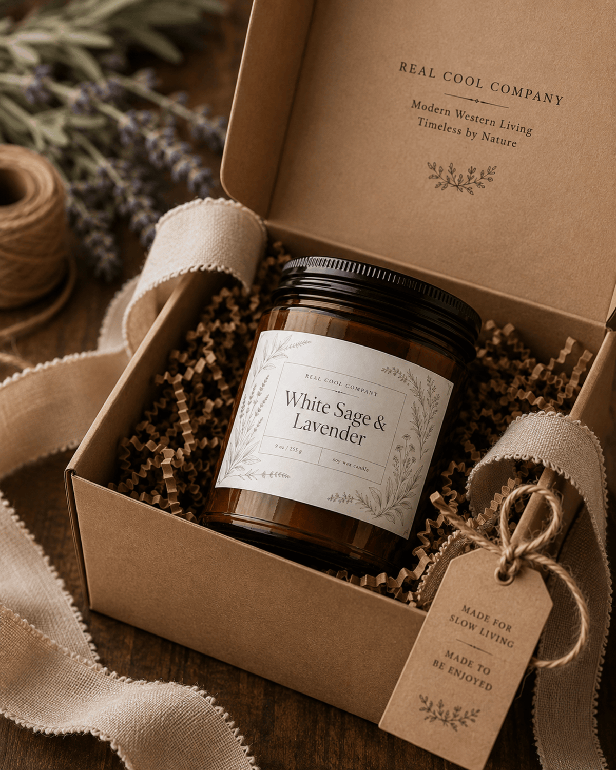 White Sage and Lavender Soy Candle — 9 oz