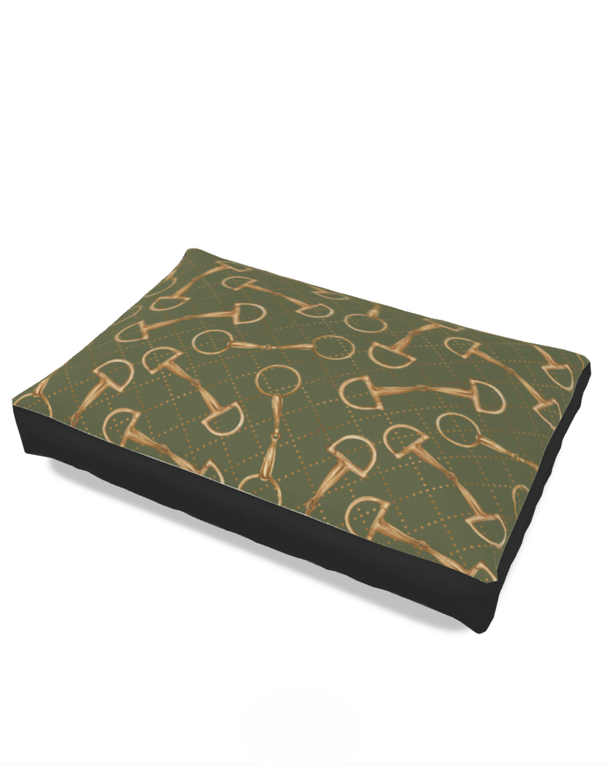 Olive Equestrian Bit Luxury Dog Bed - small