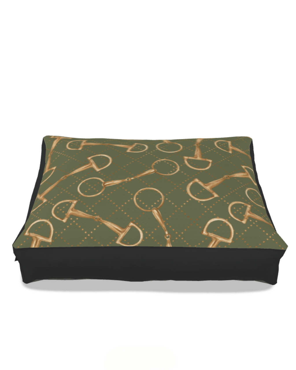 Olive Equestrian Bit Luxury Dog Bed - small