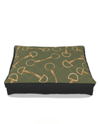 Olive Equestrian Bit Luxury Dog Bed - small