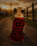 Black & Red Cow Print Knitted Dog Sweater