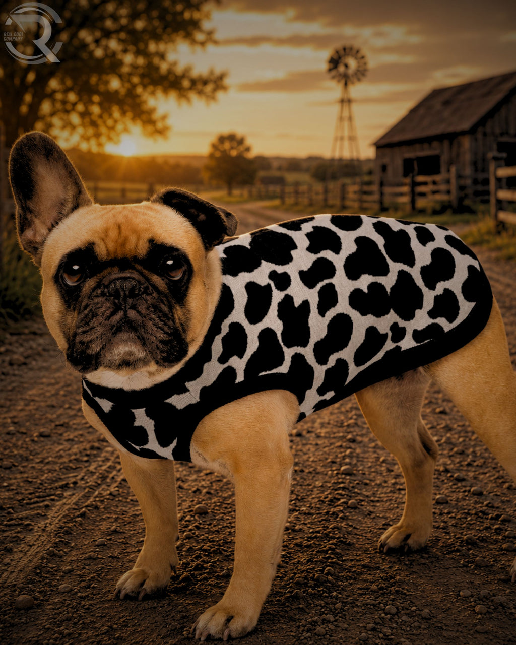 Black & White Cow Print Knitted Dog Sweater