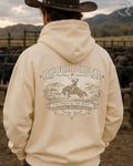 Vintage Rough Rider western graphic hoodie with bronc rider artwork
