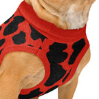Black & Red Cow Print Knitted Dog Sweater