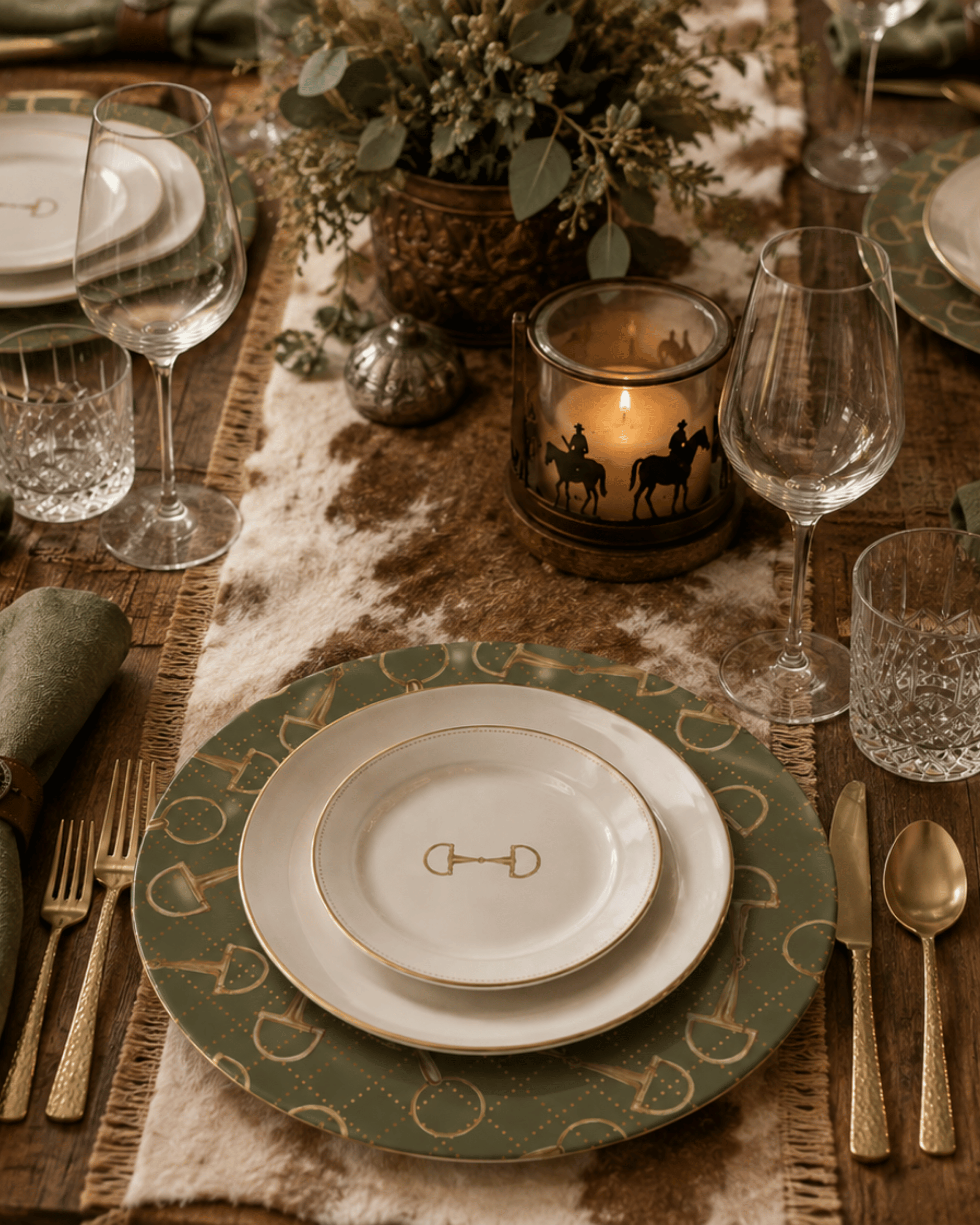 Olive Equestrian Bit Bone China Charger Plate