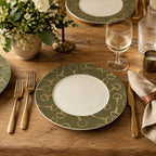 Olive Equestrian Bit Bone China Dinner Plates — Set of Four