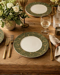 Olive Equestrian Bit Bone China Dinner Plates — Set of Four