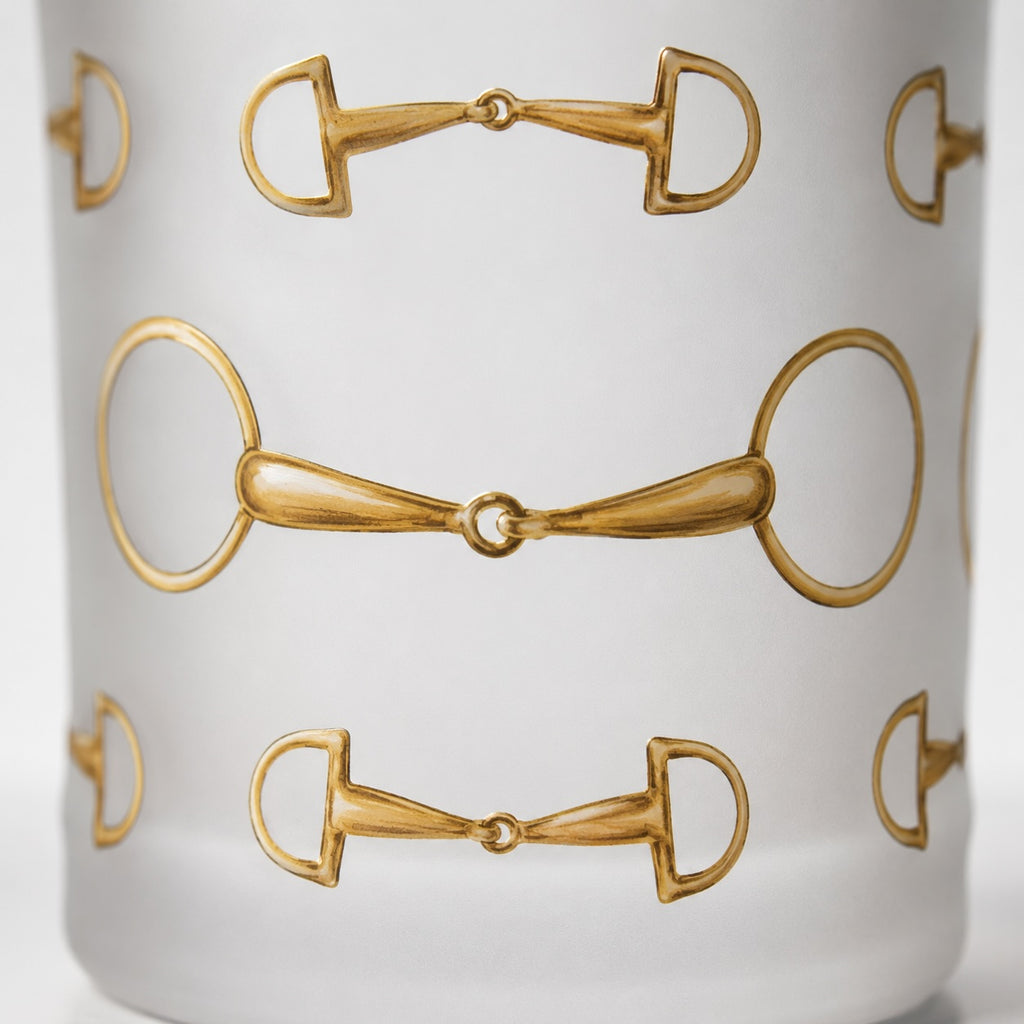 Gold Bit Frosted Crystal Whiskey Glass