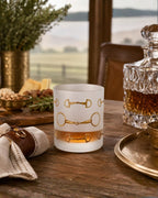 Gold Bit Frosted Crystal Whiskey Glass