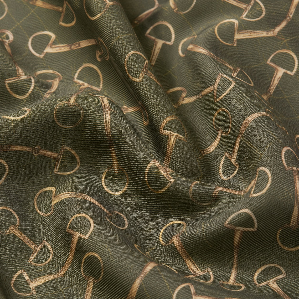 Olive Equestrian Bit Silk Wild Rag