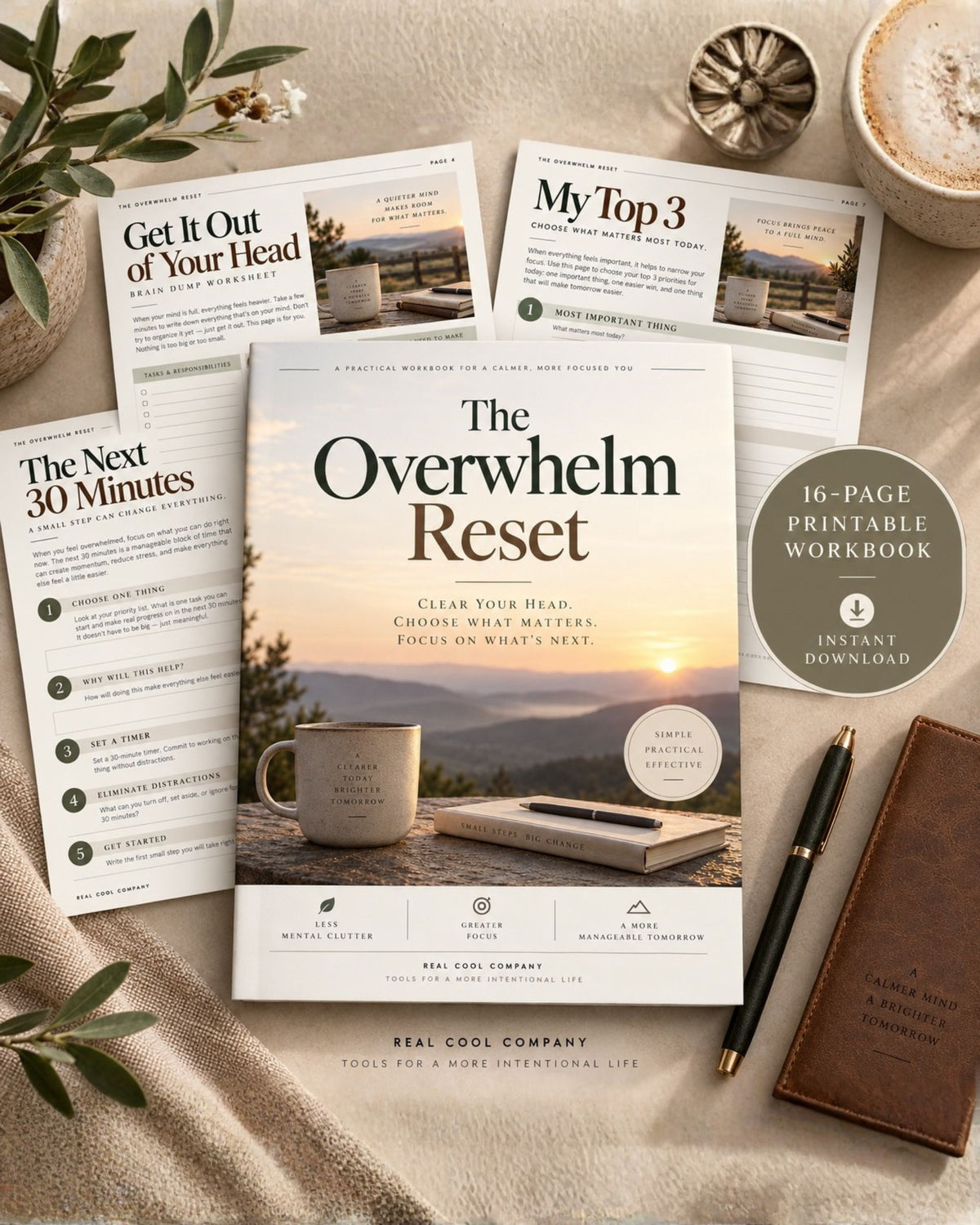 The Overwhelm Reset — 16-Page Printable Workbook