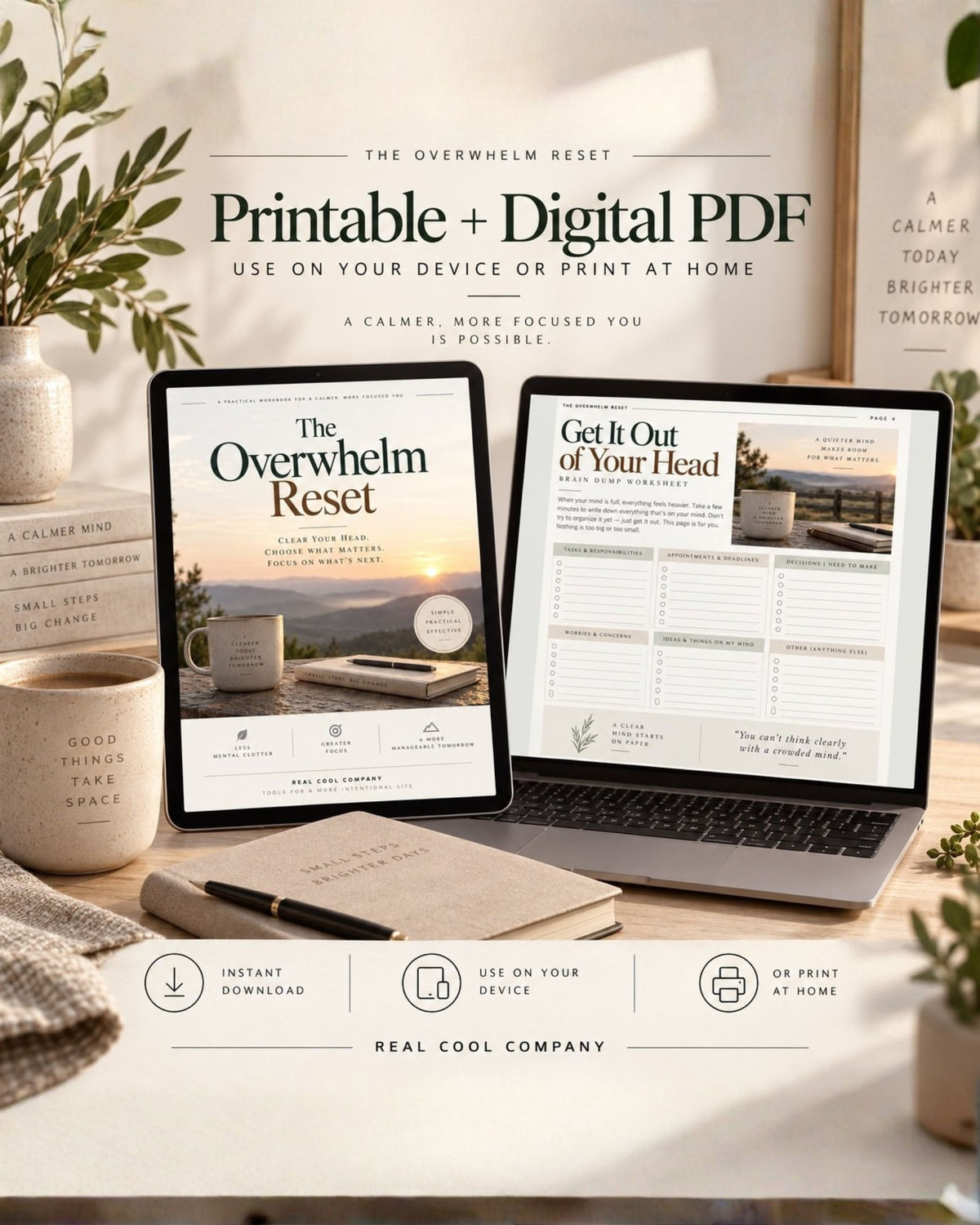 The Overwhelm Reset — 16-Page Printable Workbook