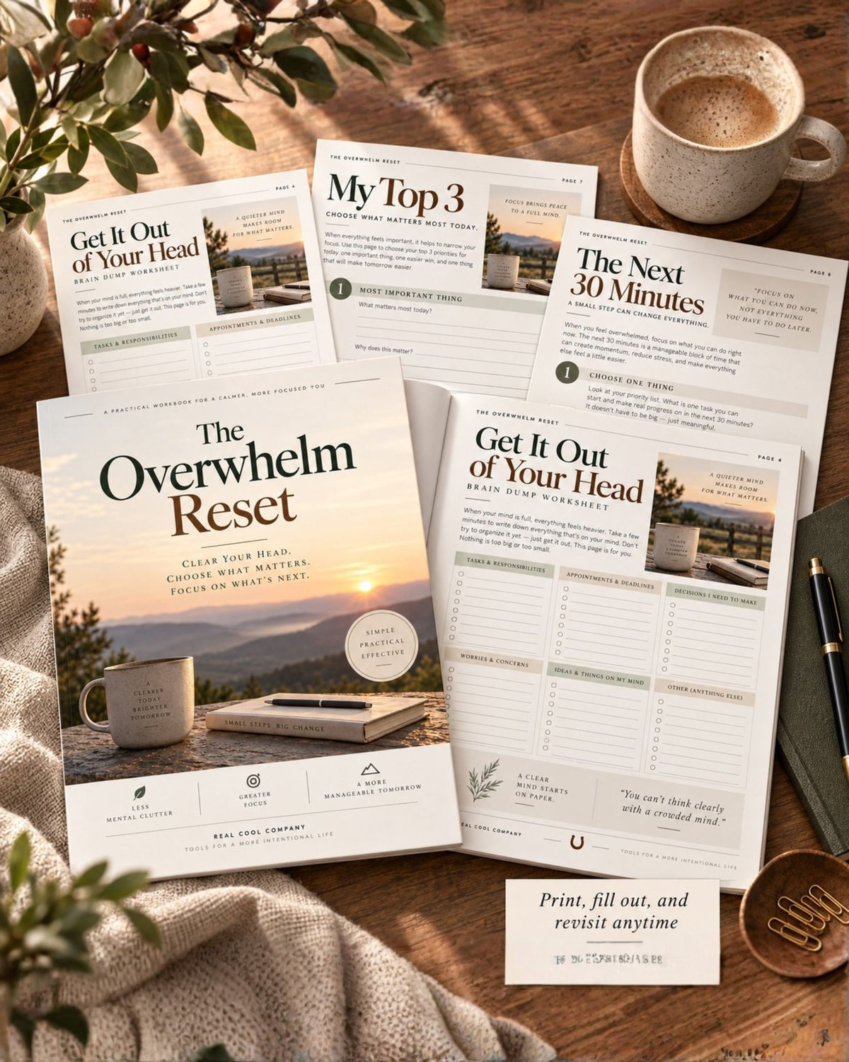 The Overwhelm Reset — 16-Page Printable Workbook