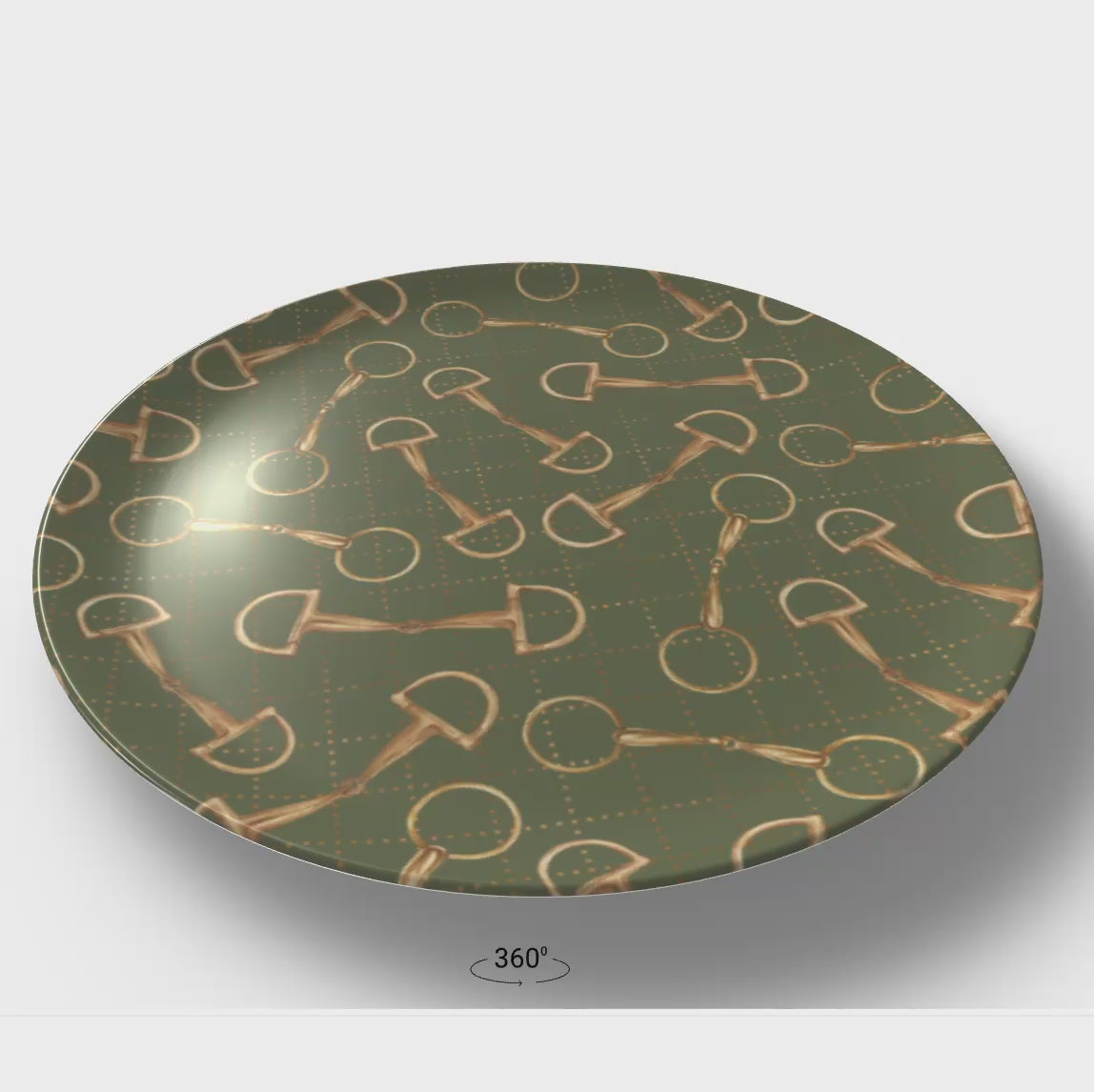 Olive Equestrian Bit Bone China Salad Plate