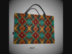 a 360 video overview of a real cool company custom designed denim tote bag with leather handles
