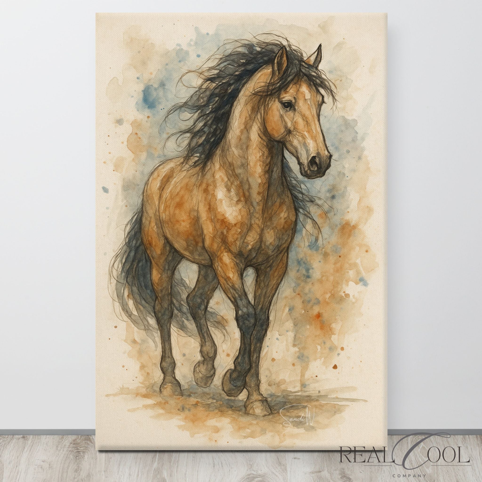 Artistic depiction of a horse on a textured background