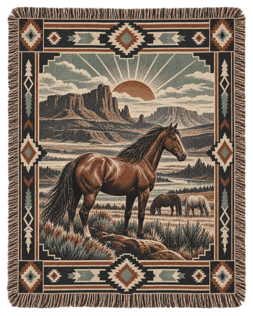 Real Cool Company Wild Horse Heritage Woven Cotton Blanket