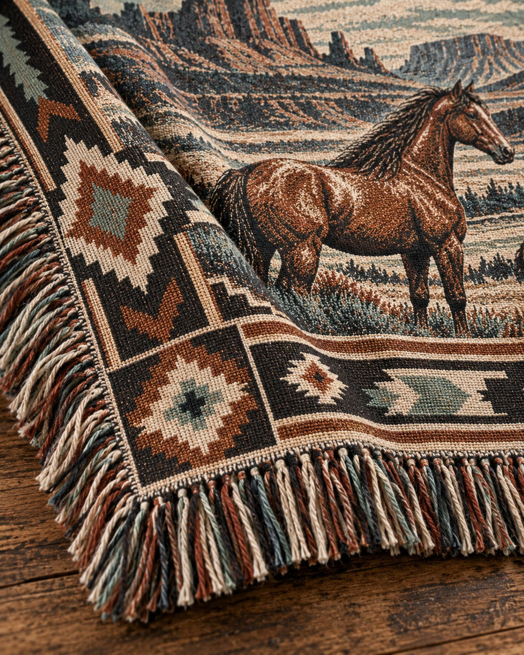 Real Cool Company Wild Horse Heritage Woven Cotton Blanket