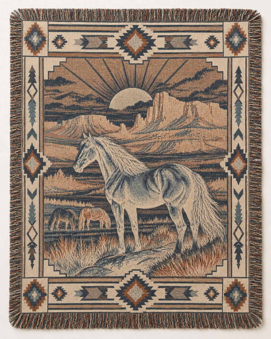 Real Cool Company Wild Horse Heritage Woven Cotton Blanket