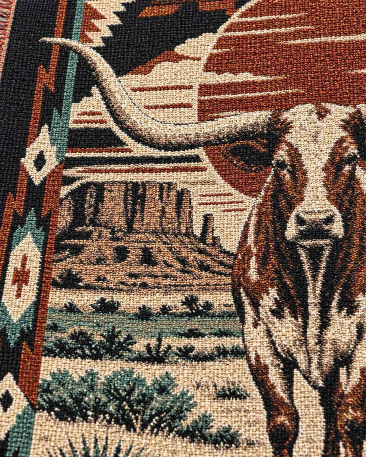 Real Cool Company Longhorn Heritage Woven Cotton Blanket